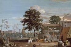 A Wooded Landscape with Gentlemen in a Carriage on a Road-Marco Ricci-Giclee Print