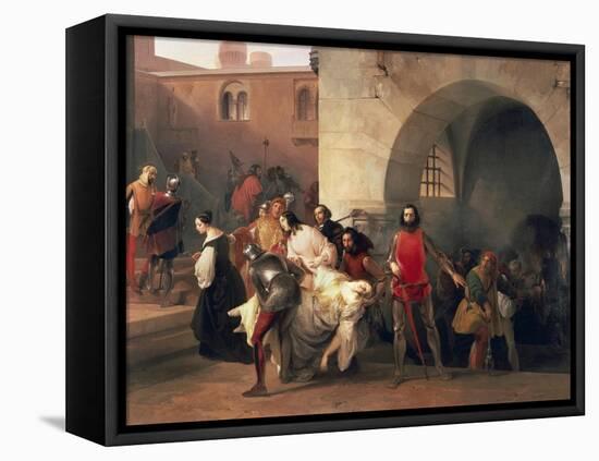 Marco Visconti Found Bice's Leap in Basement of Castle of Rosate-Francesco Hayez-Framed Premier Image Canvas