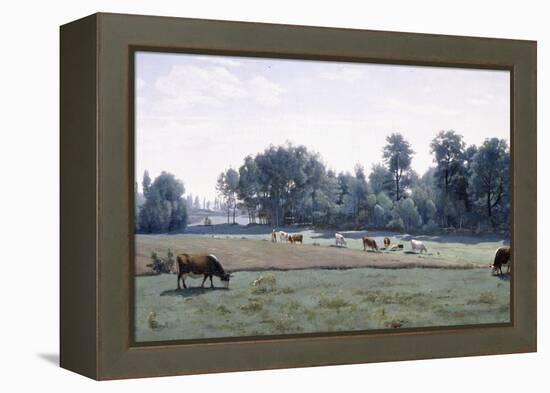 Marcoussis - Cows Grazing, 1845-50-Jean-Baptiste-Camille Corot-Framed Premier Image Canvas