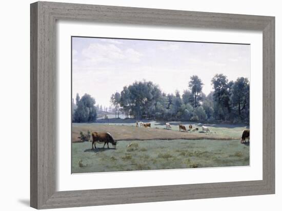 Marcoussis - Cows Grazing, 1845-50-Jean-Baptiste-Camille Corot-Framed Giclee Print