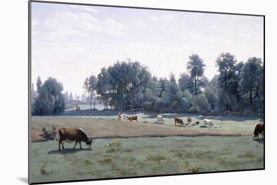 Marcoussis - Cows Grazing, 1845-50-Jean-Baptiste-Camille Corot-Mounted Giclee Print