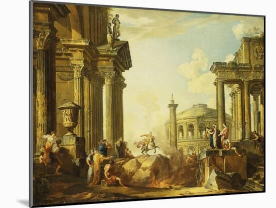 Marcus Curtius Leaping into the Chasm-Giovanni Paolo Pannini-Mounted Giclee Print