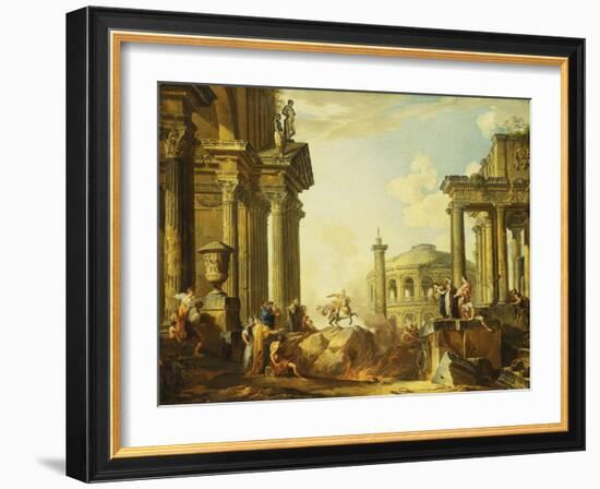 Marcus Curtius Leaping into the Chasm-Giovanni Paolo Pannini-Framed Giclee Print