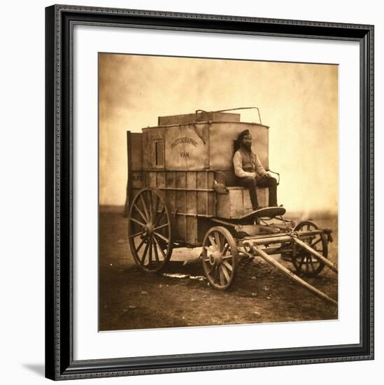 Marcus Sparling, Lull-Length Portrait, Seated on Roger Fenton's Photographic Wagon, 1855-Roger Fenton-Framed Art Print