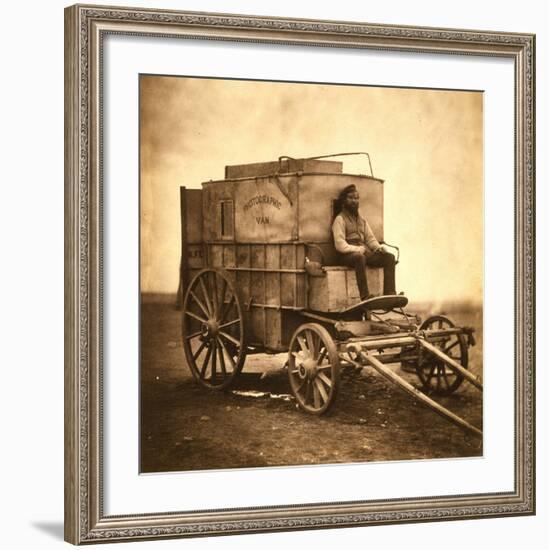 Marcus Sparling, Lull-Length Portrait, Seated on Roger Fenton's Photographic Wagon, 1855-Roger Fenton-Framed Art Print