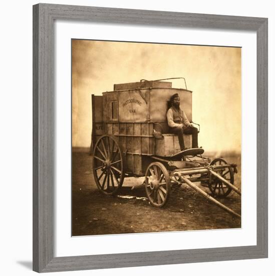 Marcus Sparling, Lull-Length Portrait, Seated on Roger Fenton's Photographic Wagon, 1855-Roger Fenton-Framed Art Print