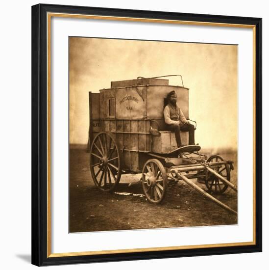 Marcus Sparling, Lull-Length Portrait, Seated on Roger Fenton's Photographic Wagon, 1855-Roger Fenton-Framed Art Print