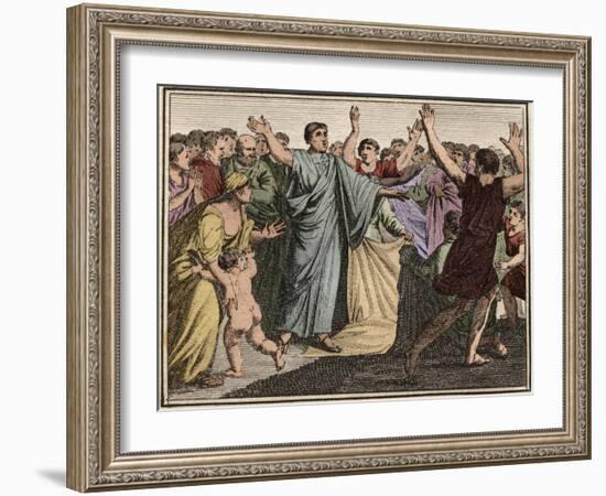 Marcus Tullius Cicero (106-43 BC), Roman statesman, orator, and author, returning to Rome (77 BC)-French School-Framed Giclee Print