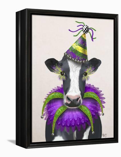 Mardi Gras Cow-Fab Funky-Framed Stretched Canvas