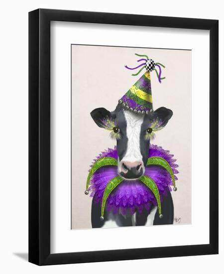 Mardi Gras Cow-Fab Funky-Framed Premium Giclee Print