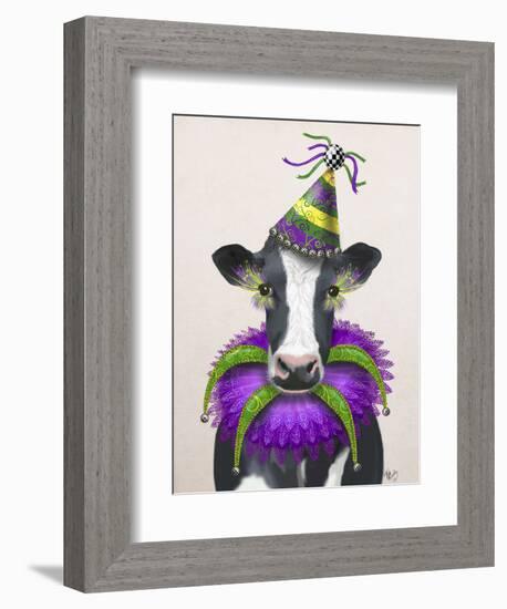 Mardi Gras Cow-Fab Funky-Framed Art Print