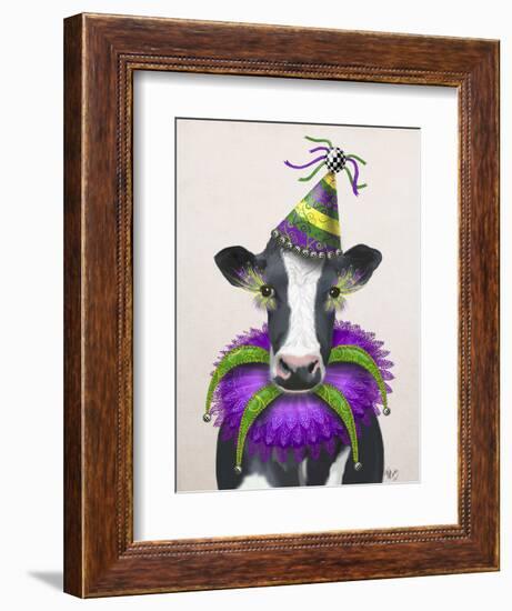 Mardi Gras Cow-Fab Funky-Framed Art Print