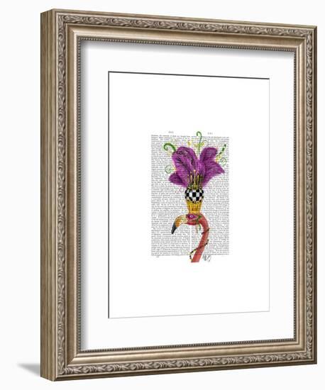 Mardi Gras Flamingo Portrait-Fab Funky-Framed Art Print