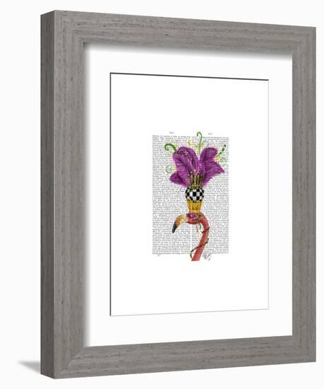 Mardi Gras Flamingo Portrait-Fab Funky-Framed Art Print