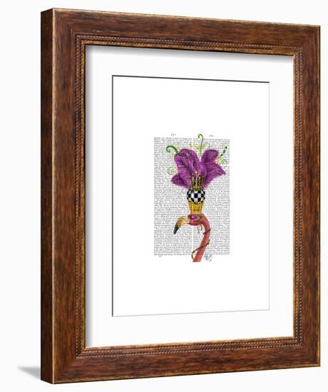 Mardi Gras Flamingo Portrait-Fab Funky-Framed Art Print