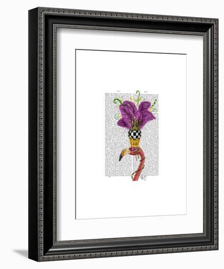 Mardi Gras Flamingo Portrait-Fab Funky-Framed Art Print