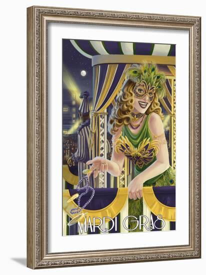 Mardi Gras Girl-Lantern Press-Framed Art Print