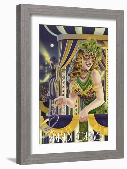 Mardi Gras Girl-Lantern Press-Framed Art Print