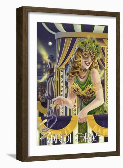 Mardi Gras Girl-Lantern Press-Framed Art Print