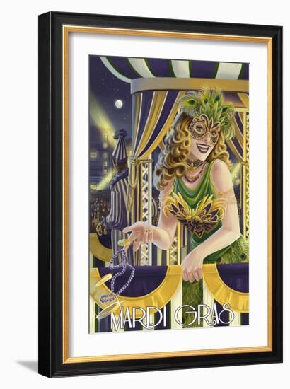 Mardi Gras Girl-Lantern Press-Framed Art Print