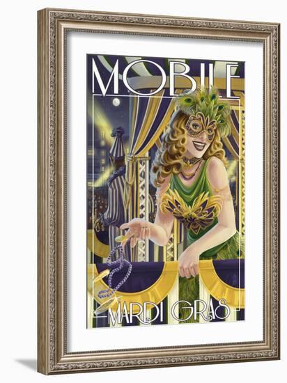 Mardi Gras - Mobile, Alabama-Lantern Press-Framed Art Print