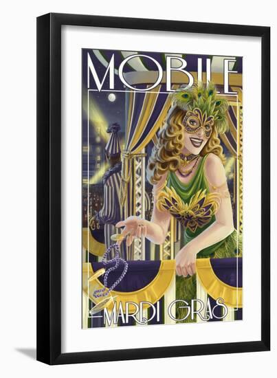 Mardi Gras - Mobile, Alabama-Lantern Press-Framed Art Print