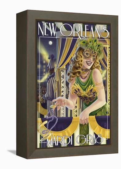 Mardi Gras - New Orleans, Louisiana-Lantern Press-Framed Stretched Canvas