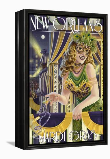 Mardi Gras - New Orleans, Louisiana-Lantern Press-Framed Stretched Canvas