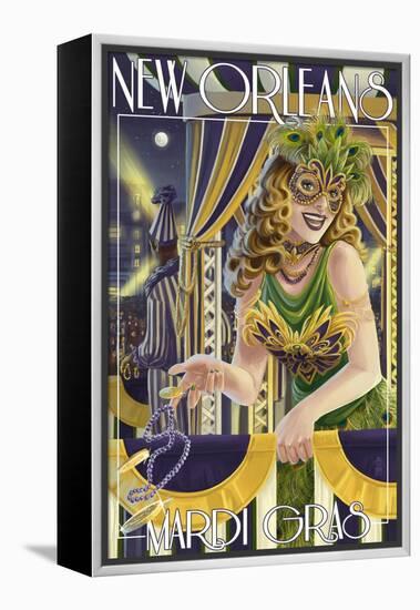 Mardi Gras - New Orleans, Louisiana-Lantern Press-Framed Stretched Canvas