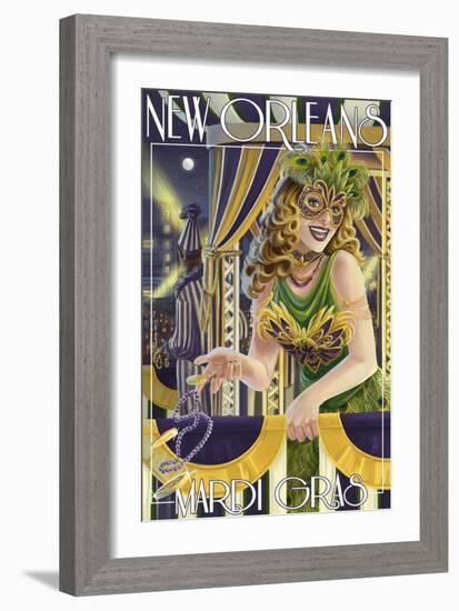 Mardi Gras - New Orleans, Louisiana-Lantern Press-Framed Premium Giclee Print