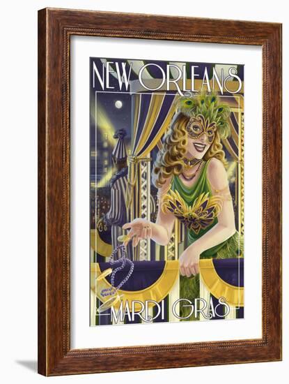 Mardi Gras - New Orleans, Louisiana-Lantern Press-Framed Premium Giclee Print