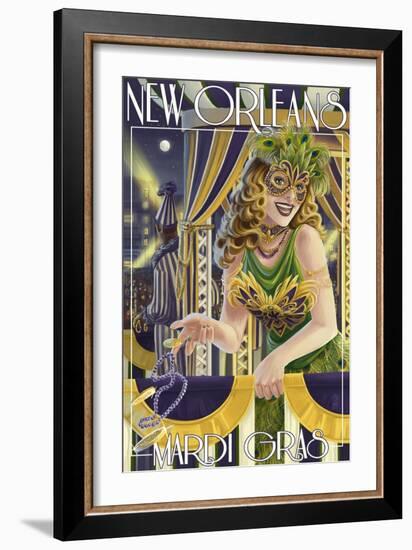 Mardi Gras - New Orleans, Louisiana-Lantern Press-Framed Premium Giclee Print