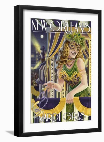 Mardi Gras - New Orleans, Louisiana-Lantern Press-Framed Premium Giclee Print