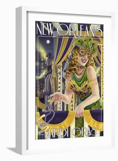 Mardi Gras - New Orleans, Louisiana-Lantern Press-Framed Premium Giclee Print
