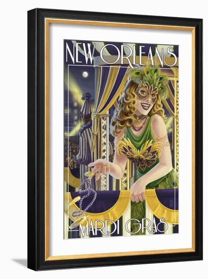 Mardi Gras - New Orleans, Louisiana-Lantern Press-Framed Premium Giclee Print