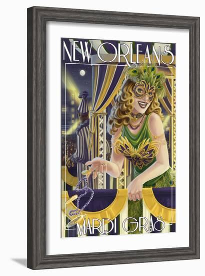 Mardi Gras - New Orleans, Louisiana-Lantern Press-Framed Art Print