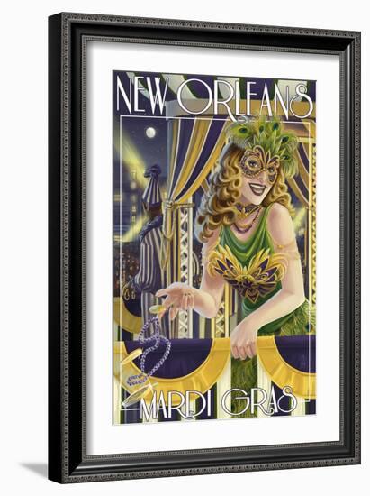 Mardi Gras - New Orleans, Louisiana-Lantern Press-Framed Art Print