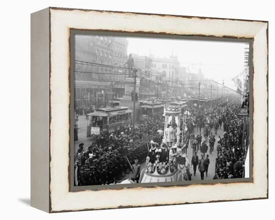 Mardi Gras Procession on Canal St., New Orleans-null-Framed Stretched Canvas