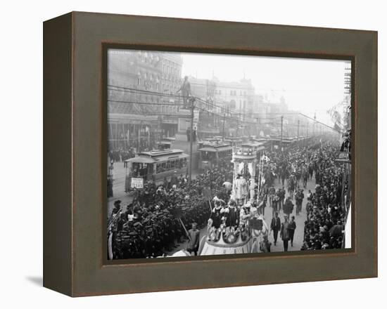 Mardi Gras Procession on Canal St., New Orleans-null-Framed Stretched Canvas