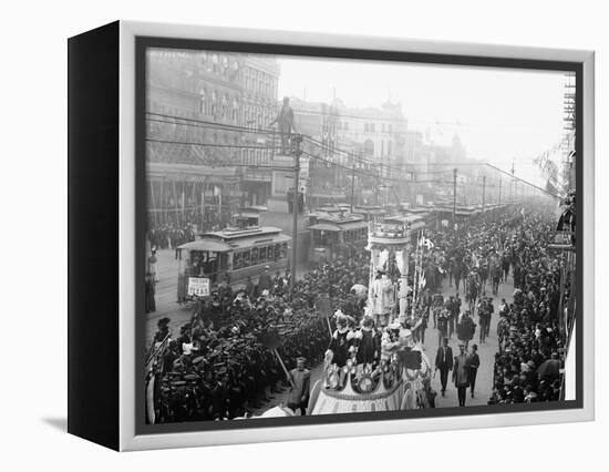 Mardi Gras Procession on Canal St., New Orleans-null-Framed Stretched Canvas