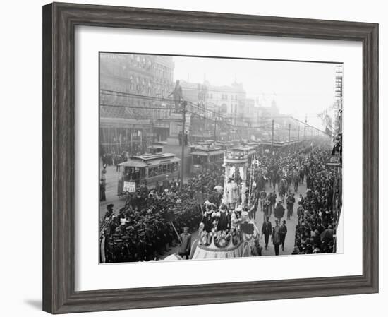 Mardi Gras Procession on Canal St., New Orleans-null-Framed Photo