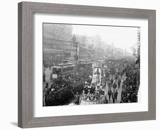 Mardi Gras Procession on Canal St., New Orleans-null-Framed Photo