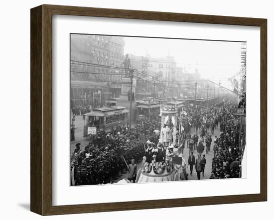 Mardi Gras Procession on Canal St., New Orleans-null-Framed Photo