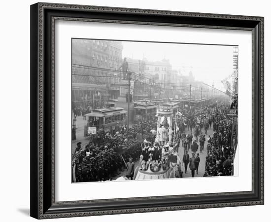 Mardi Gras Procession on Canal St., New Orleans-null-Framed Photo