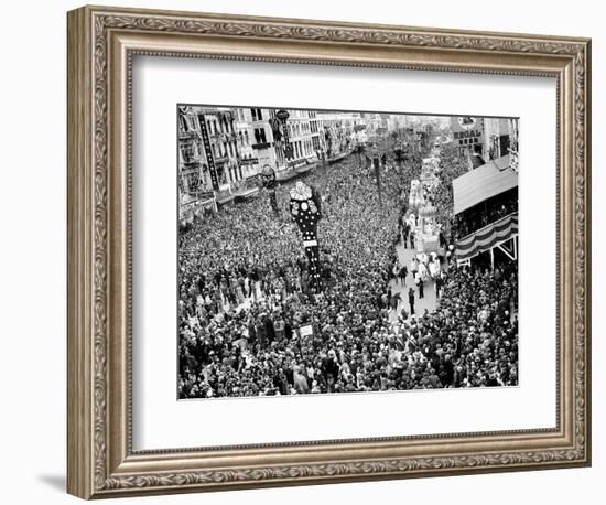 Mardi Gras Revelers Gather at Canal Street-null-Framed Photographic Print