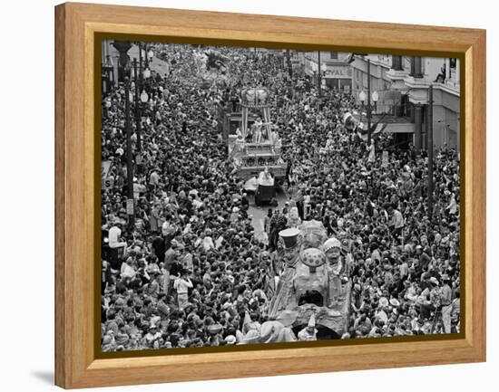 Mardi Gras Revelers Gather at St. Charles Street-null-Framed Premier Image Canvas