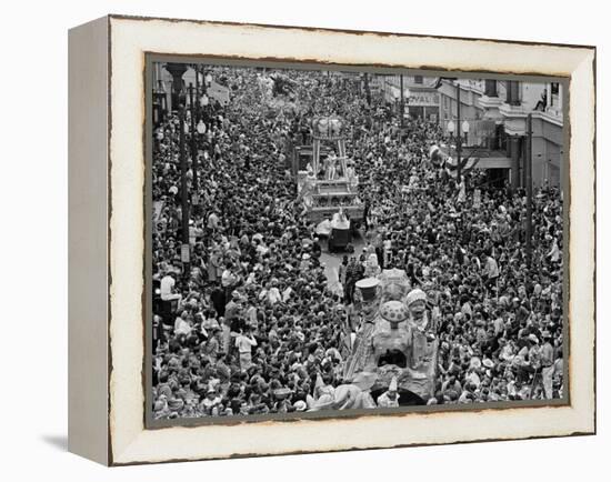 Mardi Gras Revelers Gather at St. Charles Street-null-Framed Premier Image Canvas