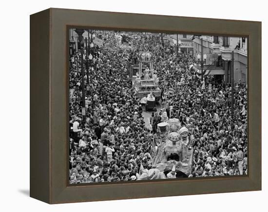 Mardi Gras Revelers Gather at St. Charles Street-null-Framed Premier Image Canvas