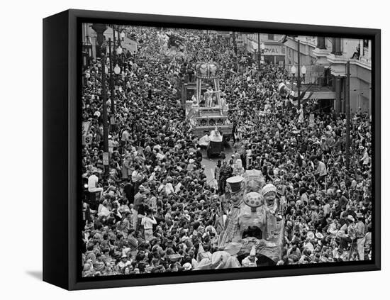 Mardi Gras Revelers Gather at St. Charles Street-null-Framed Premier Image Canvas