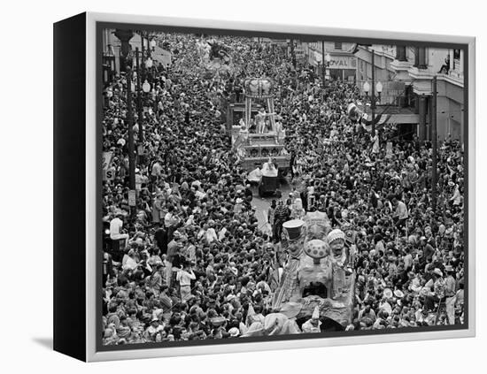 Mardi Gras Revelers Gather at St. Charles Street-null-Framed Premier Image Canvas